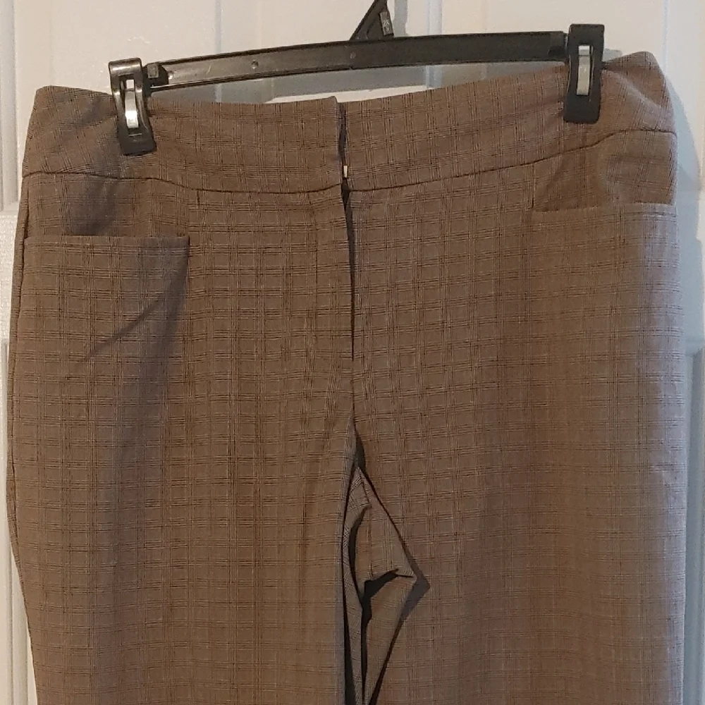 Apostrophe Brown Checkered Wide Leg Ankle Pants Women's Size 14 Academia Y2K